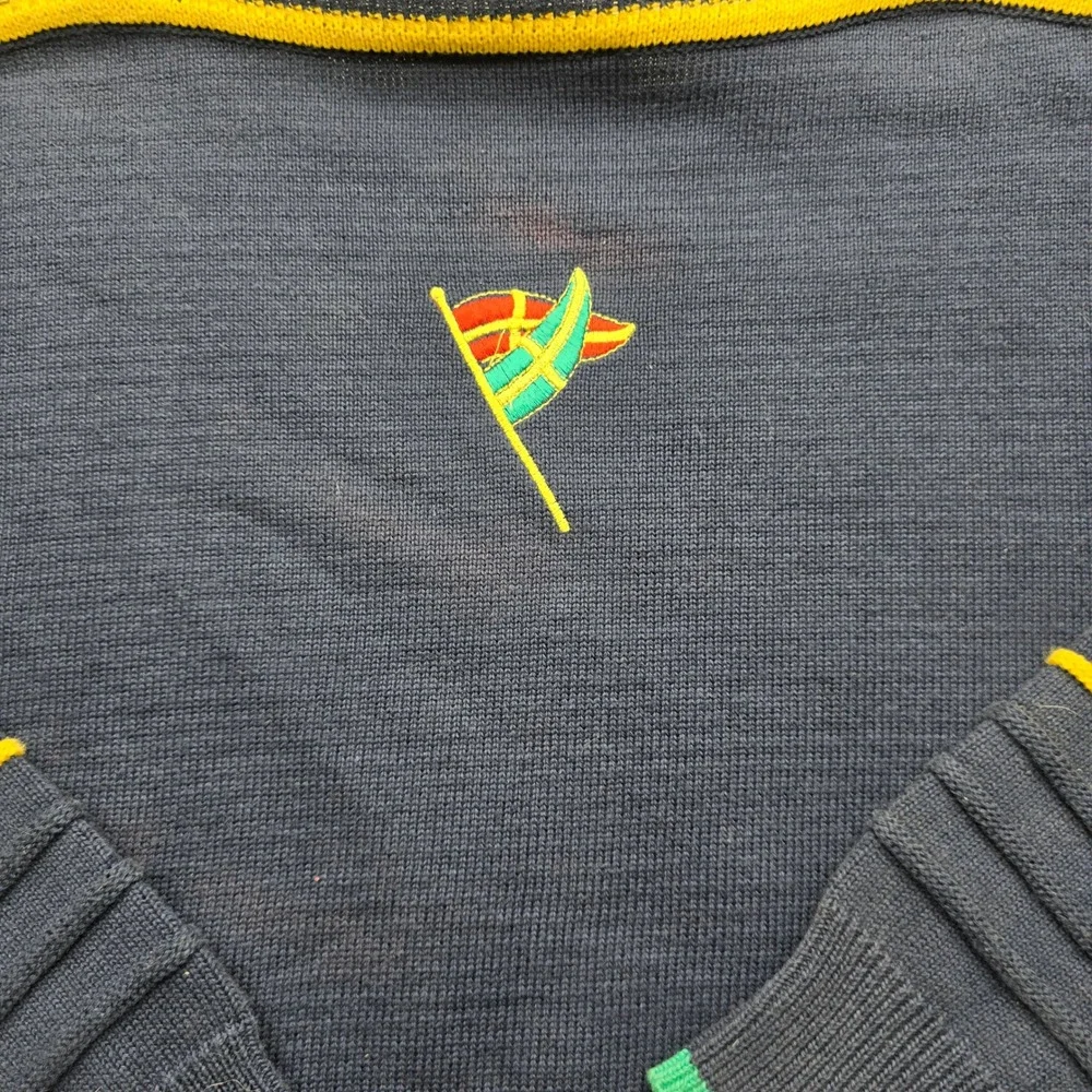 Nautica Mens Navy Blue Nautical Sweater Anchor Life Preserver Flags Size L‎ - Picture 4 of 10